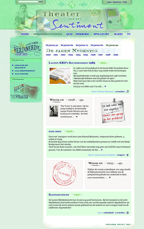 KRO Website Theater van het Sentiment 90's