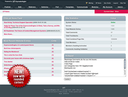 ExpressionEngine 2.0 control panel theme
